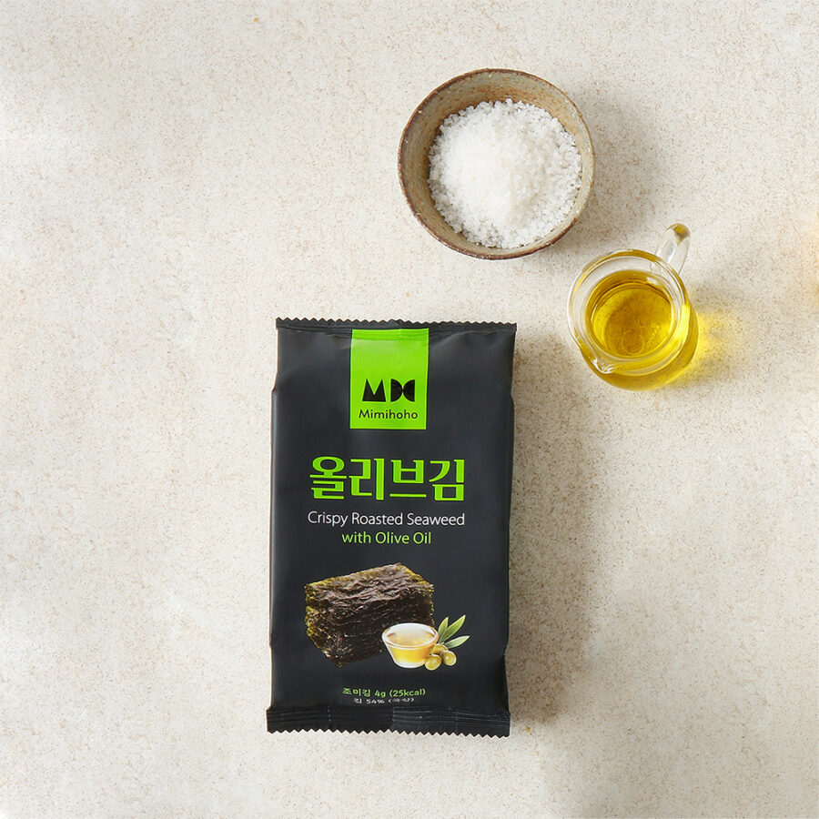[1 ถุง, 3 ซอง] สาหร่ายทะเลเกาหลีปรุงรสอบกรอบ ด้วยน้ำมันมะกอก (Olive Oil) - Image 2